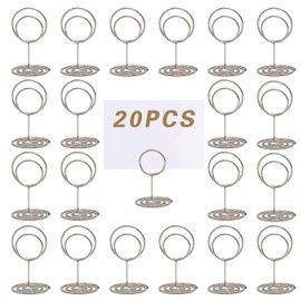 JVHLOV 20 Table Number Holders, Place Card Holders, Swirl Metal Place Card Stands, Reusable Photo Holders, For Weddings Parties Family Banquets Restaurants(Gold; Silver; Rose Gold) (Silver)