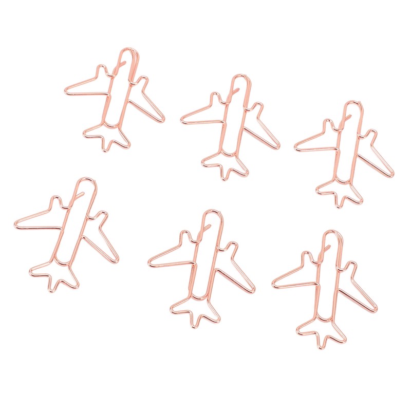 80pcs Airplane Shaped Paper Clips Rose Gold Prevent Rust Plane