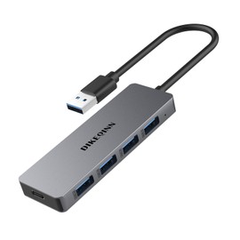 DIKEQINN USB 3.0 Hub 4 Ports with USB-C Power Port, High-Speed Data Hub & Extender for Laptop, Desktop, PC - Compatible with Windows, Linux, HP (USB-A)