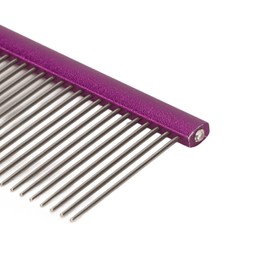 Greyhound Comb for Dogs, Metal Comb for Dogs Metal Dog Comb Cat Comb for Removing Tangles and Knots Dog Combs with Rounded Ends Grooming Tool for Long Short Haired Dog (Purple
