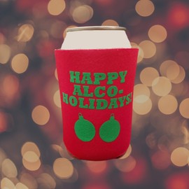Happy Alco-Holidays! - Funny Holiday Can Cooler