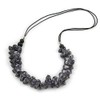 Avalaya Cluster Shell Bead with Black Cotton Cord Necklace in