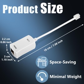 Uvital DSL Filter for Landline Phone, 1 Pack DSL Modem Phone Filter Adapter, RJ11 6P2C Male to Female DSL Cable in-line ADSL Filters, White
