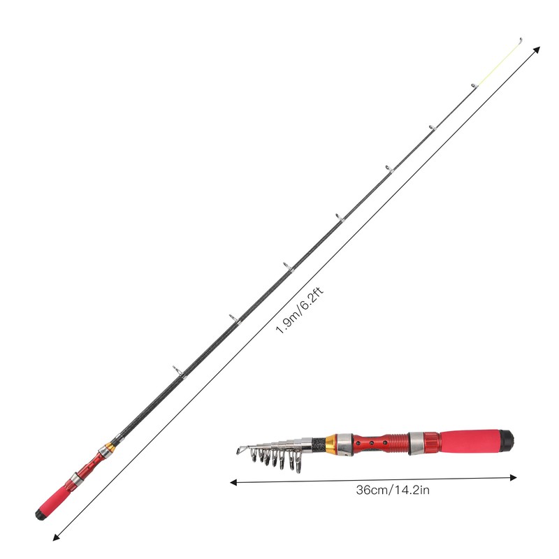 1.9m Portable Rotary Fishing Pole Outdoor Fiberglass Telescopic Casting Fishing