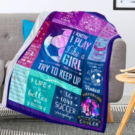 Soccer Blanket Ultra Soft Warm Flannel Throw Blanket Soccer Lovers Soccer Team Blankets Gifts for Girls Adults Kids 60"X50"