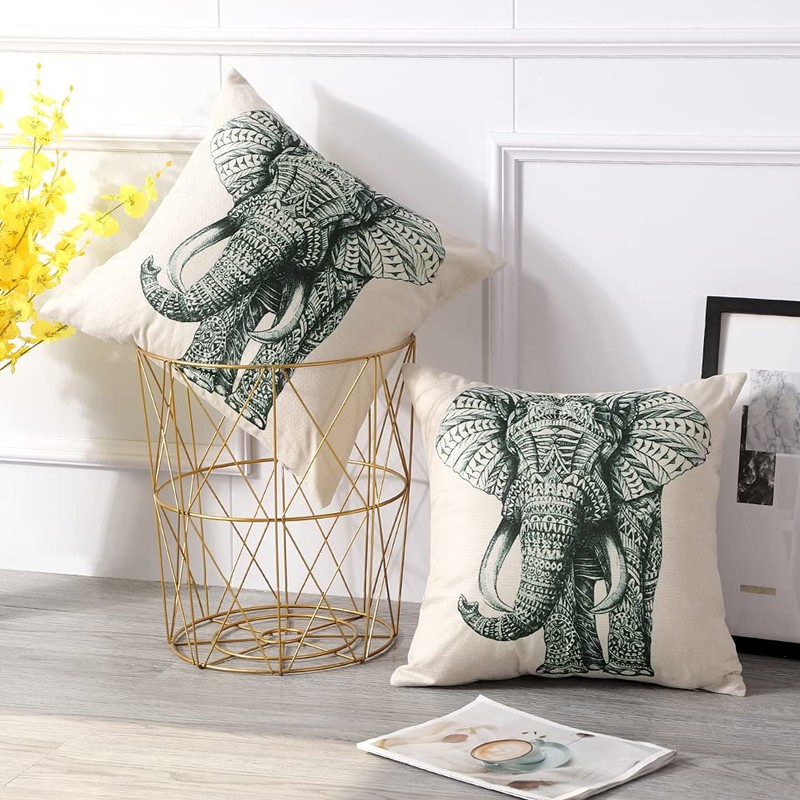 JOTOM Elephant Cushion Covers Couch Throw Pillow Case Throw Pillows