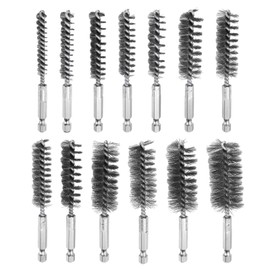 HARFINGTON 14Pcs Bore Brush Set for Drill Different Bristle Lengths Stainless Steel Twisted Wire Cleaning Drill Wire Brush with 1/4" Hex Shank for Tubes