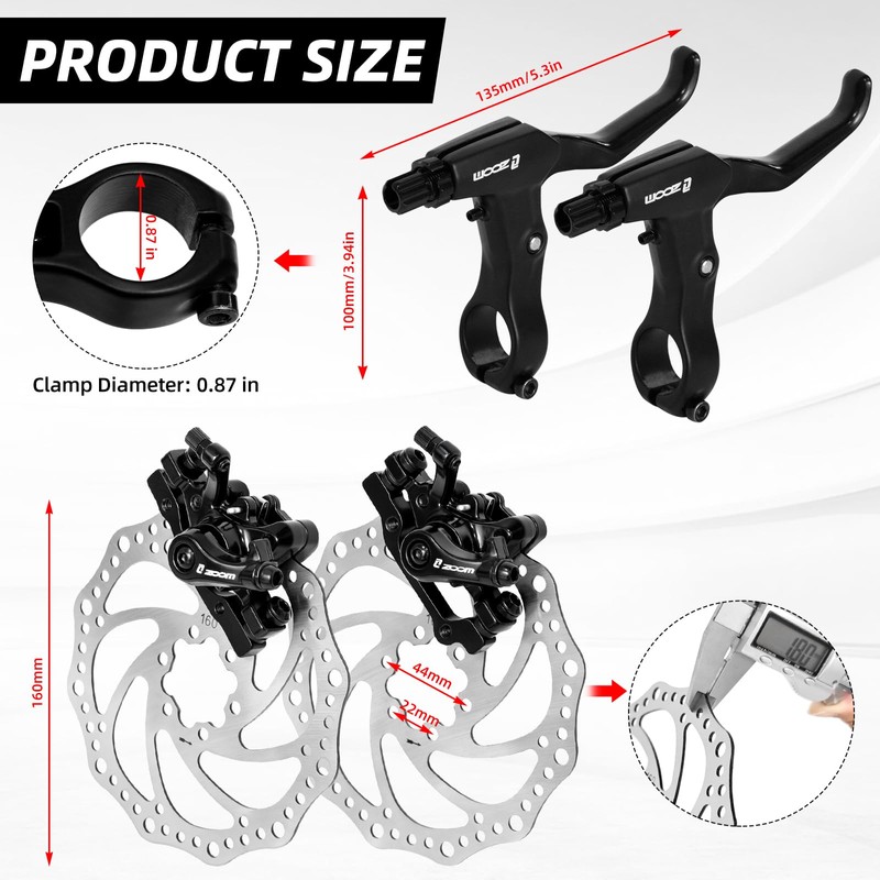 Bike Disc Brake Kit, Aluminum Front and Rear Caliper, MTB