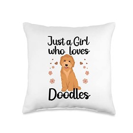 Cute Doodle Art For Women Girls Mom Golden Doodle Dog Lovers Throw Pillow