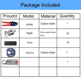 Kagni BNC Crimp Tool Set, BNC/TNC Ratched Crimp Plie and Rotary Coaxial Cable Stripper with 10pcs BNC Male Crim Connectors for RG58