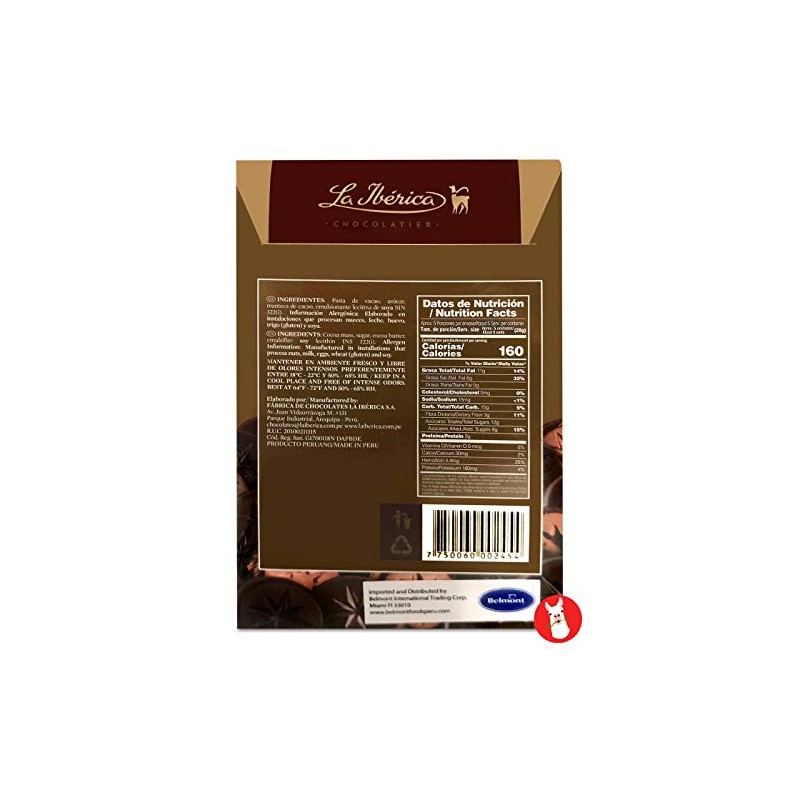 La Iberica Pastillas de Chocolate Negro 70% Cacao Peruano |