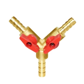 Joywayus 3/8" Hose Barb, Y shaped Type 3 way Union Intersection/Split Brass Shut off Ball Valve Fitting