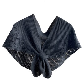 DAISHIAO Ladies Knitted Fish Scales Plain Poncho Knot Cape, BG