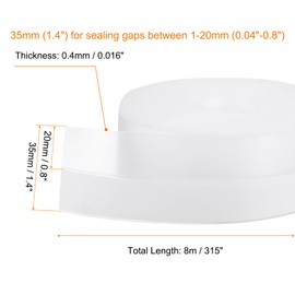 HARFINGTON Weather Stripping Door Seal 26.2ft x 35mm TPE Seal Strip for Door Draft Stopper Adhesive Tape Window House Shower Glass Gaps, Transparent