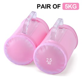 DEIRIS Water Dumbbells, Water Filled Weights Set, Travel Weights, Water Weight Bag, Adjustable Weights Dumbbells to 2/5/10/14 KG Pair, for Strength Training, Fitness (Pink: Pair of 5 kg)