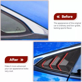 For 2016-2021 Honda Civic Side Air Vent Carbon fiber Red Window Louver Cover ABS