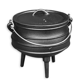 Cuisiland 3.2QT Cast Iron Potjie Cauldron Pot with Lid & 3 Legs – Pre-Seasoned South African-Style Campfire Pot for Outdoor Cooking, Soups, Stews & Braising – Heavy-Duty Cast Iron Dutch Oven