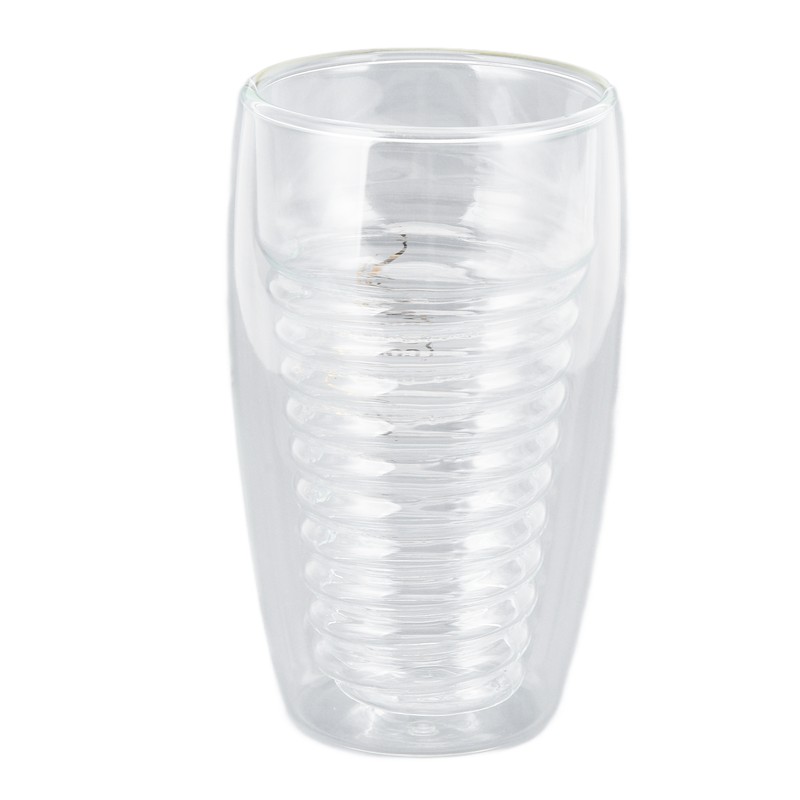 Double Wall Glass Coffee Cup 320ml High Temperature Resistance Clear