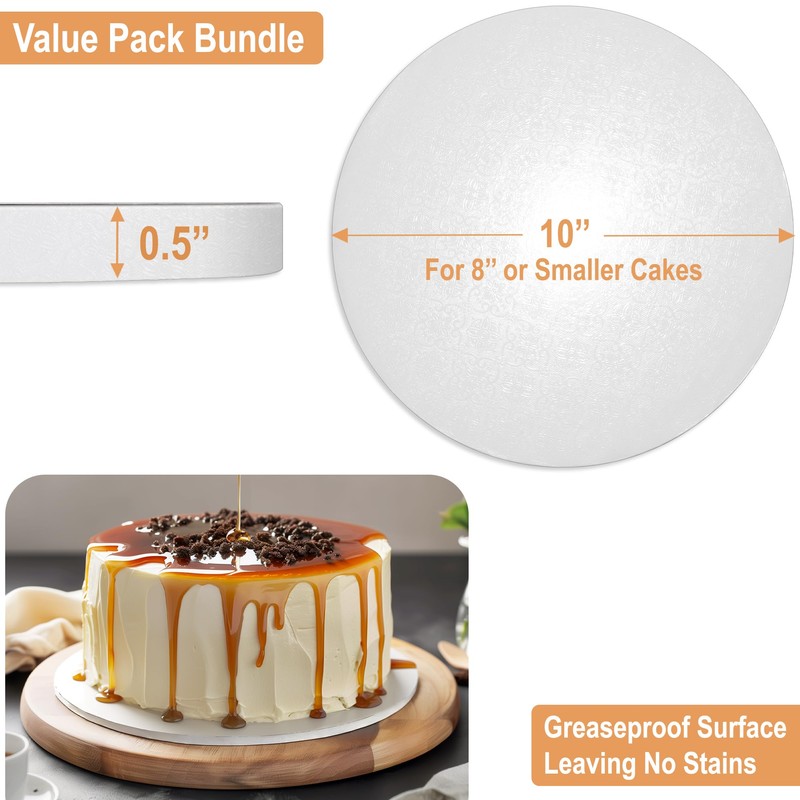 BOARDS+ Sleek Cake Drums 10 Inch (14 Pack) | 1/2"