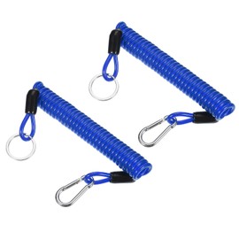 PATIKIL 5 ft Breakaway Trailer Cable,2 Pcs Trailer Brake Away Cable Safety Cable Straps Spring Towing Coiled Wire with Clip for RV Trailer Emergency Breakaway Switch, Blue