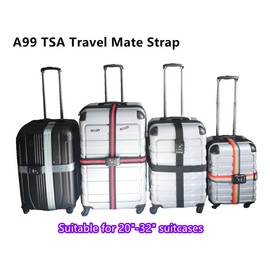 A99 TSA Adjustable Luggage Straps Travel Mate Strap Suitcase Packing Belt Travel Accessories Digital Dial Combination Safe Suitcase Lock Strap (Red/Blk 2pcs)