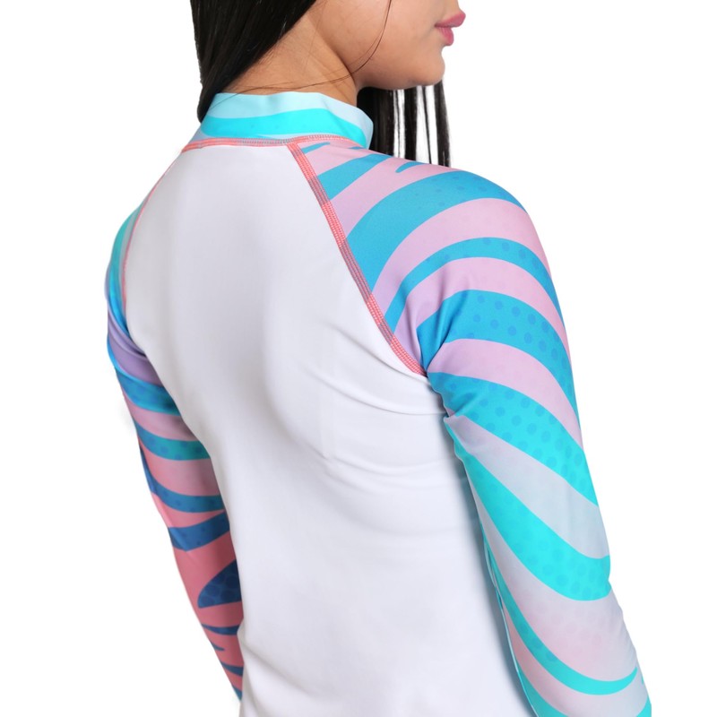 ARENA Women's Vest L/S Allover Rash Guard Shirt, White-flow, M