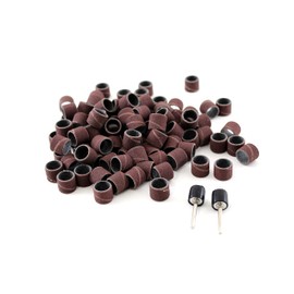 TEMO 100 pc 1/2 Inch Sand Drum Grit 60 Coarse with 2 pc 1/8 Inch Mandrel for Dremel Rotary Tools