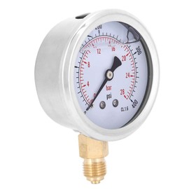 Mechanical 1/4" BSP Pressure Gauge, Oil Filled Pressure Gauge, 2.7 Inch Dial Size, Measuring Range 0-28 Bar/0-400 PSI