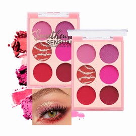 Pink Eyeshadow Palette, Pink Make-Up Palettes Shimmer Eye Shadow, Highly Pigmented Longlasting Matte Shimmering Make up Set, 6 Colour Waterproof Eye Shadow Palette