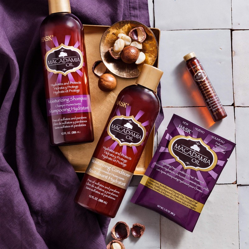 HASK MACADAMIA Moisturizing Hair Oil Vials for shine and frizz