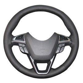 Eiseng DIY Sew Steering Wheel Cover for Ford Edge 4dr SUV 2015-2020 / for Ford Fusion 2013 2014 2015 2016 2017 2018 2019 2020 Interior Accessories 15 inches Genuine Leather (Black Thread)