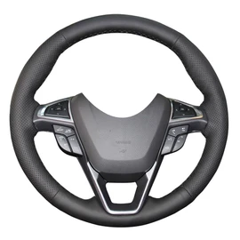 Eiseng DIY Sew Steering Wheel Cover for Ford Edge 4dr SUV 2015-2020 / for Ford Fusion 2013 2014 2015 2016 2017 2018 2019 2020 Interior Accessories 15 inches Genuine Leather (Black Thread)