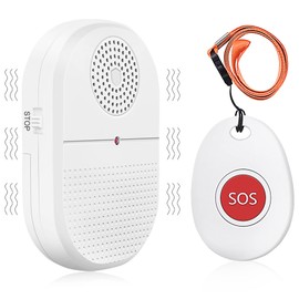 DAYTECH Personal Alarms for Elderly, Wireless Portable Vibration Caregiver Pager Alarm System, Emergency Call Bell Button for Home with 5 Ring Tones , 1 Receiver & 1 Call Button