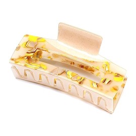 QinGoo Large Yellow Cellulose Acetate Hair Clip Beautiful Hair Clip Women's Headdress Elegant Hair Accessory 1 Piece (10.2 cm x 5.3 cm, Yellow)