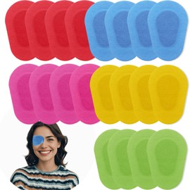 THSIREE 20 Pcs Adhesive Eye Patches for Kids, Medical Eye Patch Disposable Breathable Eyepatch for Amblyopia Lazy Eye Latex Free Adhesive Bandages for Children, 2.95 × 1.97 inches, 5 Colors