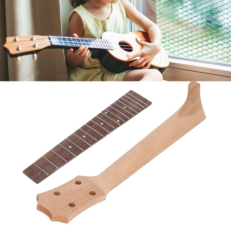 Ukulele Fretboard Neck Set Rosewood Okoume Wood Fingerboard Replacement for