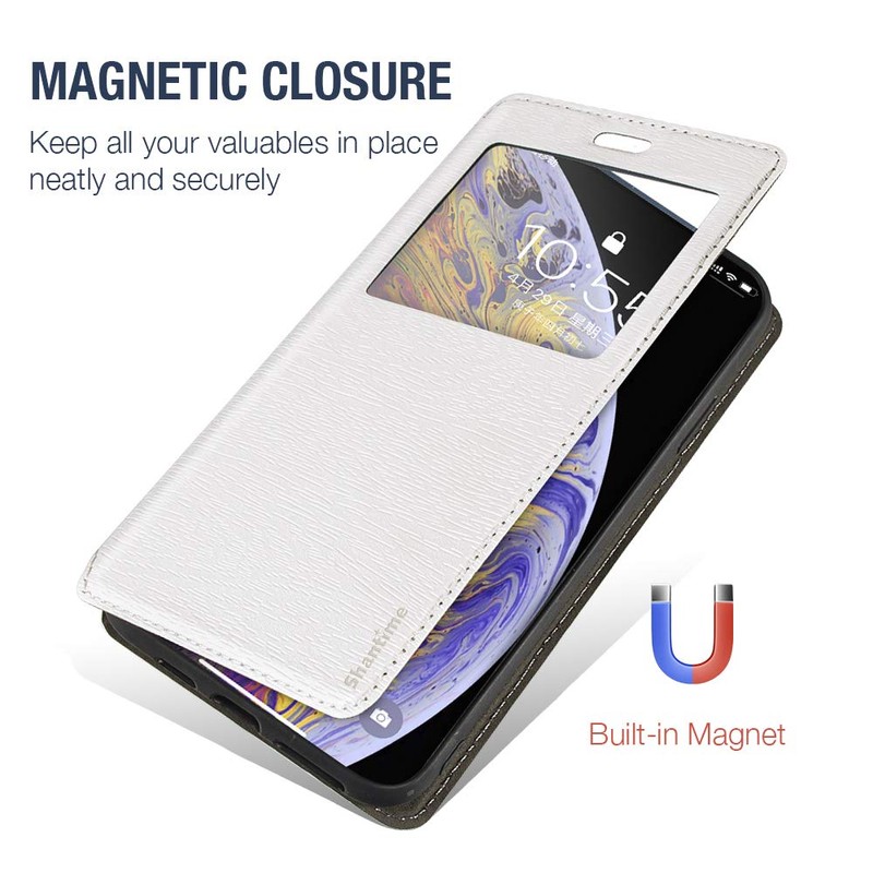Shantime Viewable Window Leather Flip Case Compatible with AGM Glory