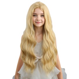 Ufindcos Blonde Wig for Kids Girls Long Blond Wavy Wig Blonde Wigs for Child Middle Part 20 inches Synthetic Wigs