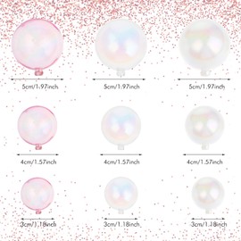24 Pcs Colorful Bubble Decorations Ball Cake Topper Balloon Cake Topper Bubble Bubble Balls Cupcake Insert Topper Set DIY Decoration for Wedding Anniversary Baby Shower Birthday Party(ClearPinkWhite)