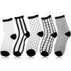 Lusofie 5 Pairs Sheer Socks Black See Through Socks Checkered