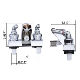 RV Shower Faucet, 4 inch Center-Set Tub/Shower Valve Diverter with 2-Levers Handles, Leak-Proof, Rust-Proof ABS Construction for RV Camper Van Motorhome Travel Trailer Bathroom, Chrome