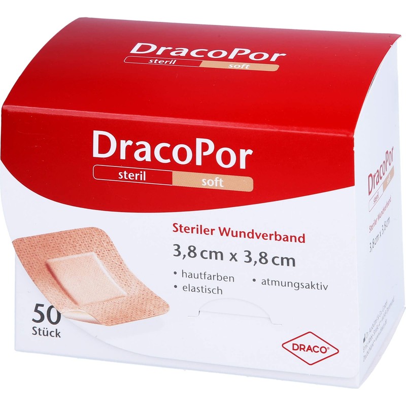 Dracopor Wound Dressing 3.8 x 3.8 cm Sterile Skin Coloured