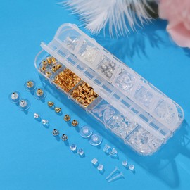 12 Styles 600 Pcs Earring Backs for Studs, Clear Plastic Earrings Hypoallergenic Metal Rubber Silicone Earring Backs Bullet Clutch Stoppers Replacement Kits for Fish Hook Earring Studs Hoops