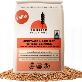 Sunrise Flour Mill Heritage Hard Red Wheat Berries (Turkey Red) (400 Ounce (Pack of 1)) Certified Organic | Non-GMO | Unprocessed | Vegan | Kosher | Shelf-stable Whole Wheat Berries Organic