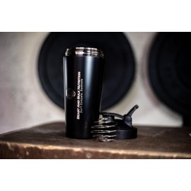 Beast&Bulk Nutrition Mixball Shaker | Shaker for Protein Shakes | Wire Mixball Whisk | Non-Drip Screw Lid | Gold Colour | 700 ml | Stainless Steel | Laser cut design (Black)