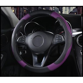 ISTN - Funda para volante de coche de 38 cm de cuero sintético transpirable para hombre estilo deportivo con color de contraste