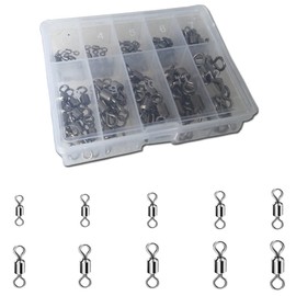 High Strength Bearing Swivels Set of 100 1# 2# 3# 4# 5# 6# 8# 10# 12# 14# Fishing Swivels with Storage Box Sarkan Welding Ring Lures Snap Corrosion Fishing Tackle Stream Fishing Rigging