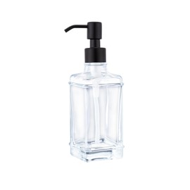 Fonveth Clear Glass Soap Dispenser with Black Pump, 10 Oz Rectangle Glass Bottle with Rust Proof Stainless Steel Pump Refillable Liquid Hand Square Slim Soap Dispenser for Bathroom Kitchen