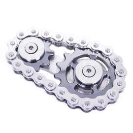DMaos Fidget Spinner, Linkage Bike Chain Spinner Design 2 Gänge Figity Spin Fingerspiele, Metall Edelstahl Langlebige Mechanik mit glatten Lagern, Figit Spielzeug für Erwachsene Kinder - Grau