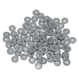 HARFINGTON 100pcs 16L Sewing Buttons 3/8"(10mm) Resin Round Flat 4-Hole Craft Replacement Buttons for Coats Sewing Clothing and DIY, Grey